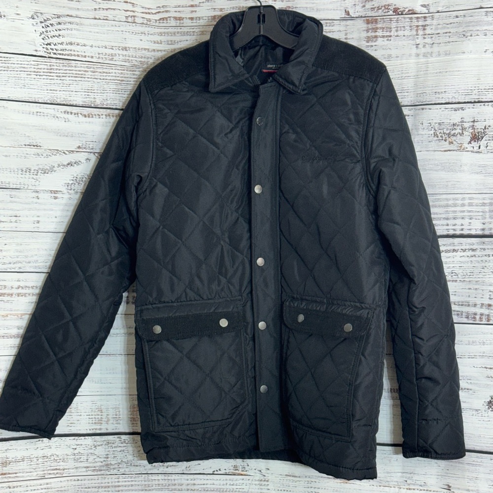 Pierre Cardin jacket Mens Sz M quilted Black light Snap front‎ preppy Fall coat
